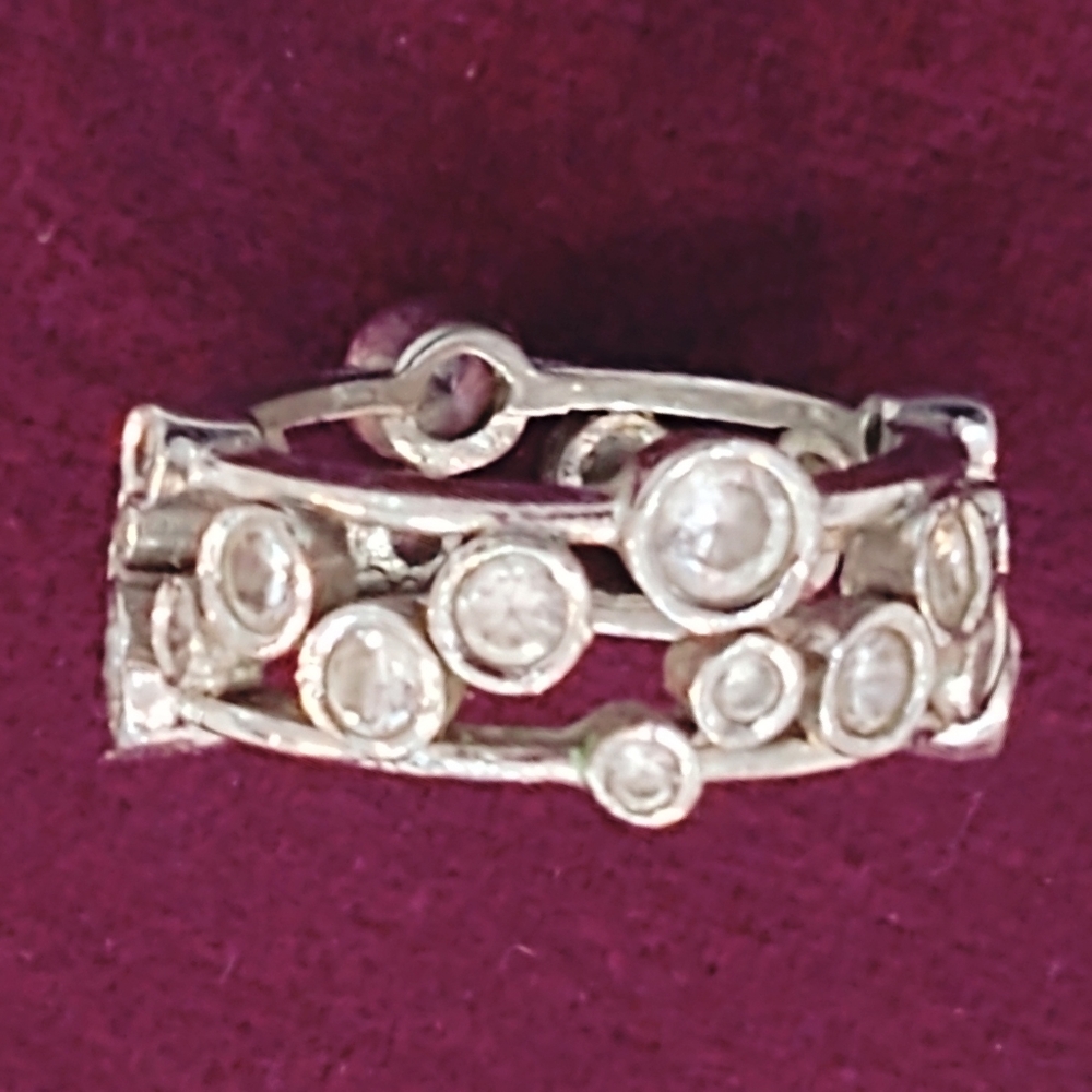 Vintage Silver Multiple Rhinestone Ring Size 8 - image 2